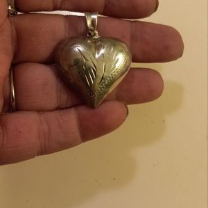 Vintage Sterling Silver Bubble  Heart Pendant